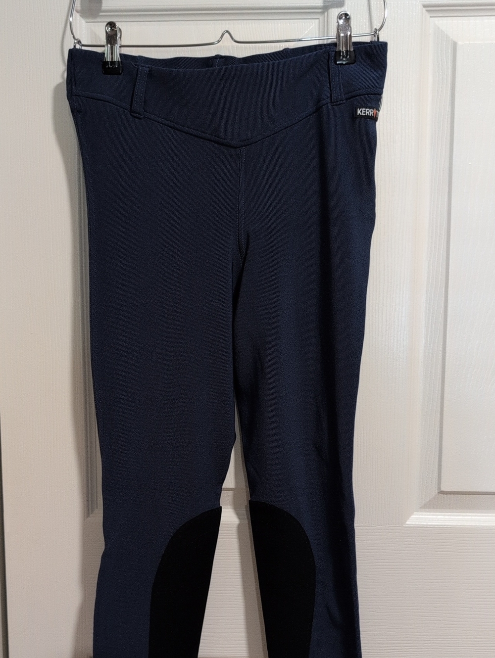 Kerrits Navy Cord Breech with Black Knee Patches